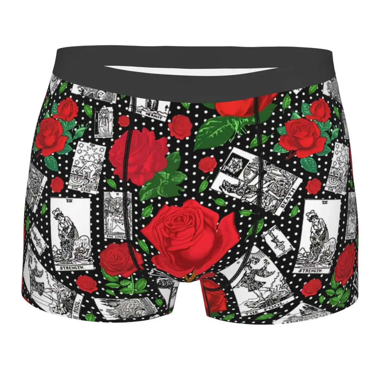 Mystery Tarot Card Red Roses A Major Arcana Underpants Cotton Panties Man Underwear Comfortable Shorts Boxer Briefs