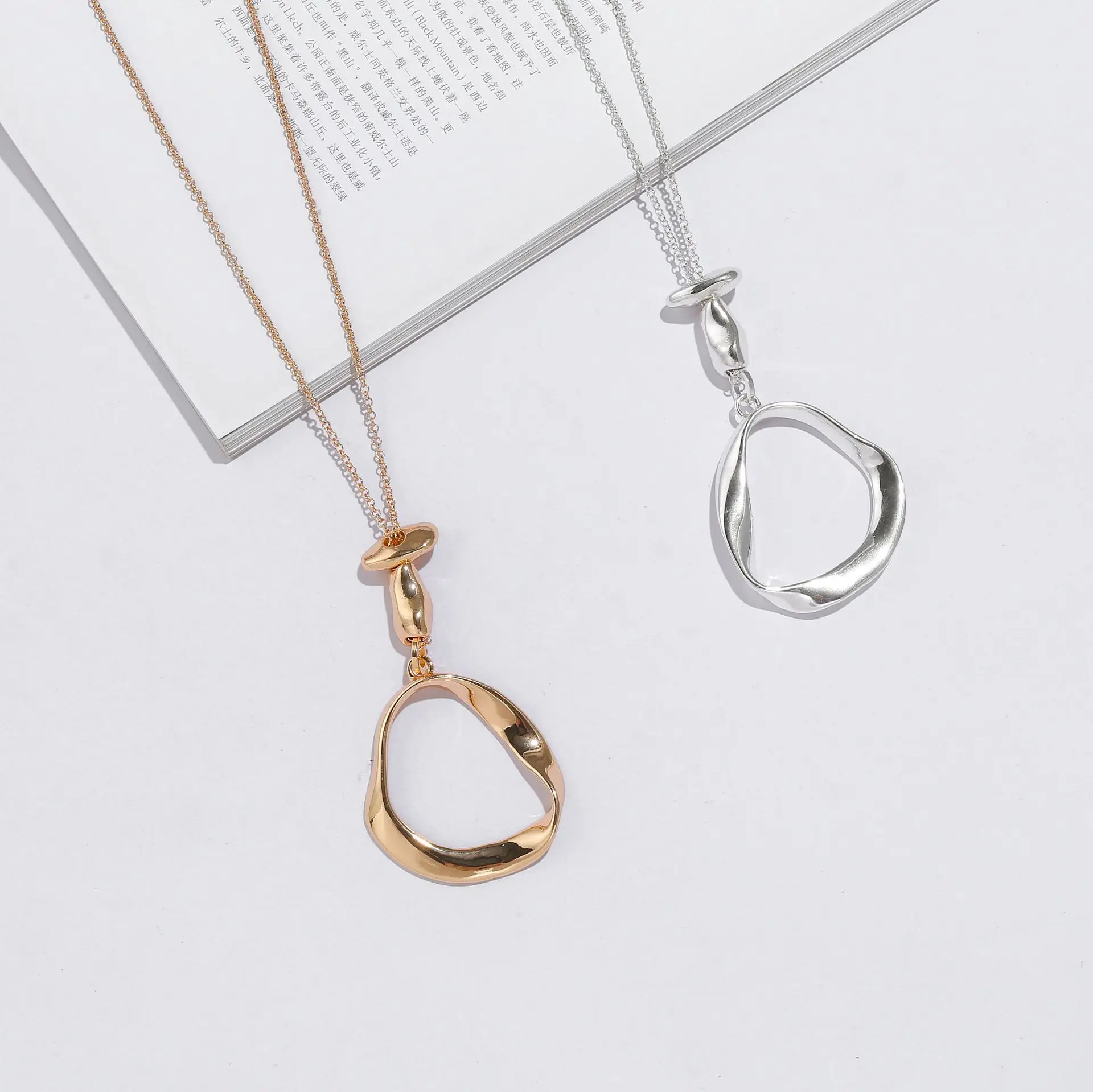 popular Korean version of long alloy necklace geometric casual style fashion women's long sweater chain