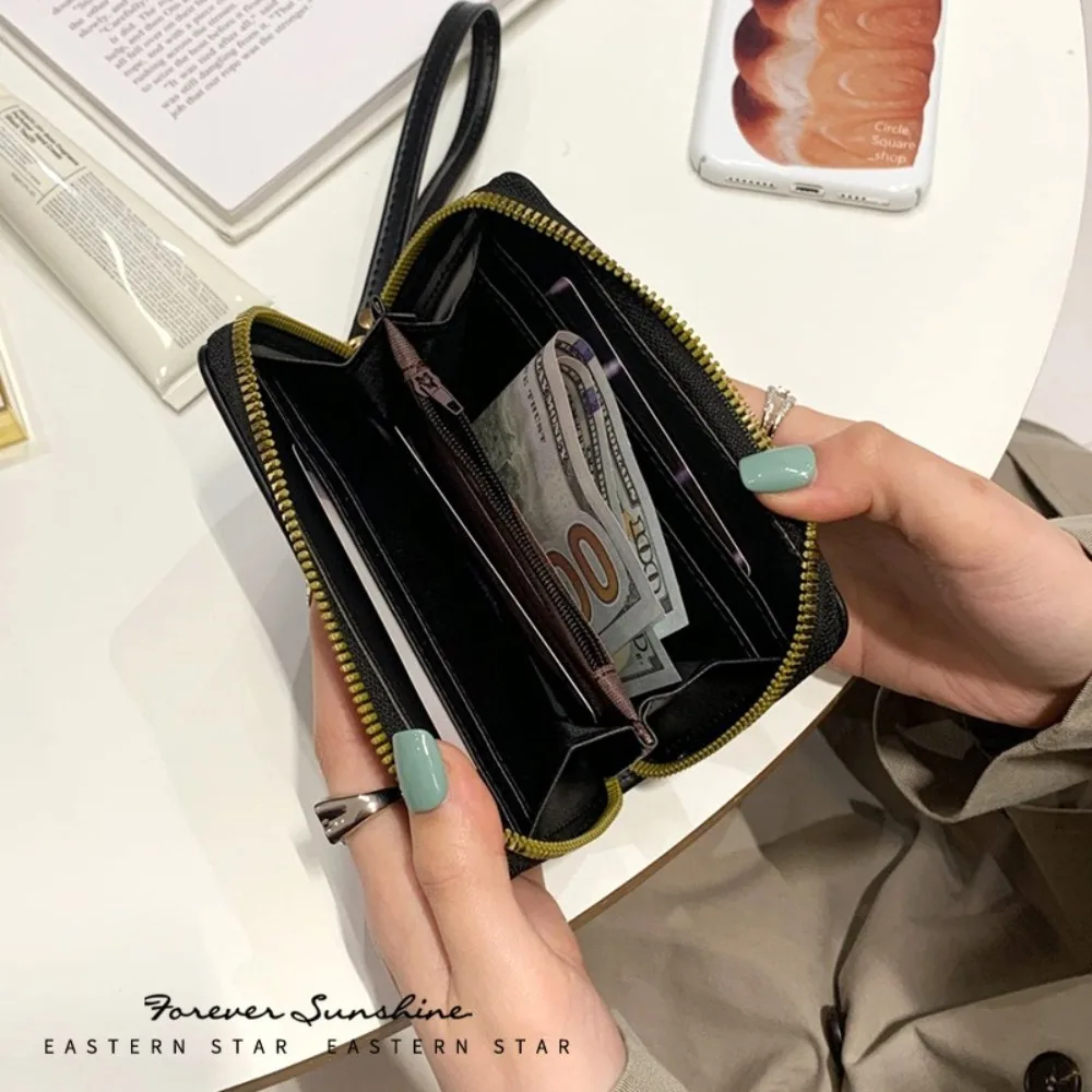 جديد بو الجلود محفظة المعصم المحمولة سعة كبيرة محفظة نسائية للعملات المعدنية سستة عملة الحقيبة المرأة