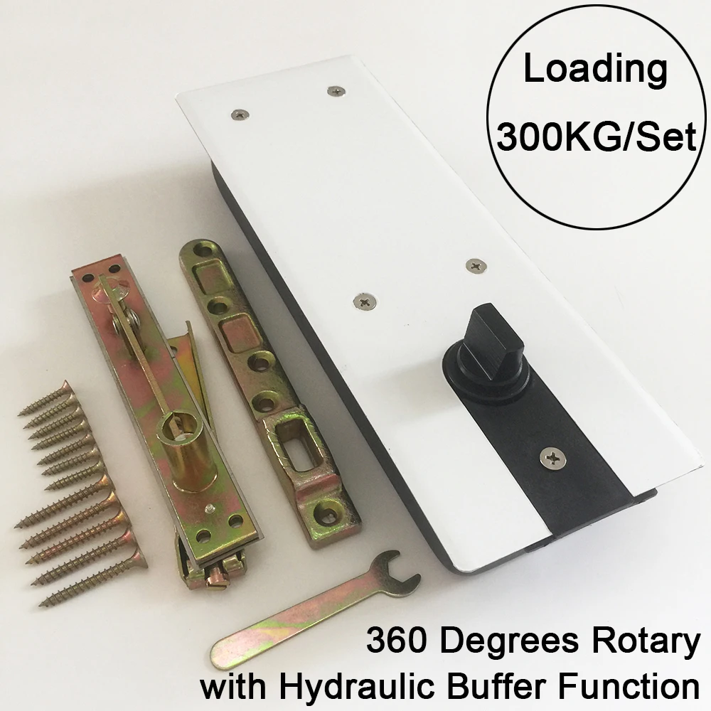 

ГОРЯЧИЙ 1 комплект тяжелых дверных шарниров на 360 градусов ° Поворотные с гидравлическим буфером, напольные пружинные дверные петли, крепление вверх и вниз, загрузка 300 кг