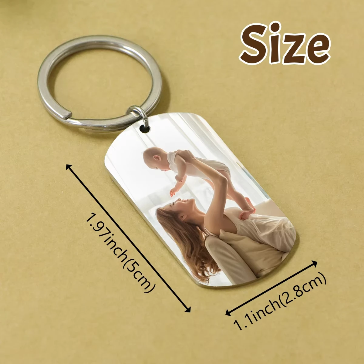 Custom Photo Keychain With Custom Text, Personalized Picture Keepsake, Unique Mother's Day Gift Key Chain For Mom