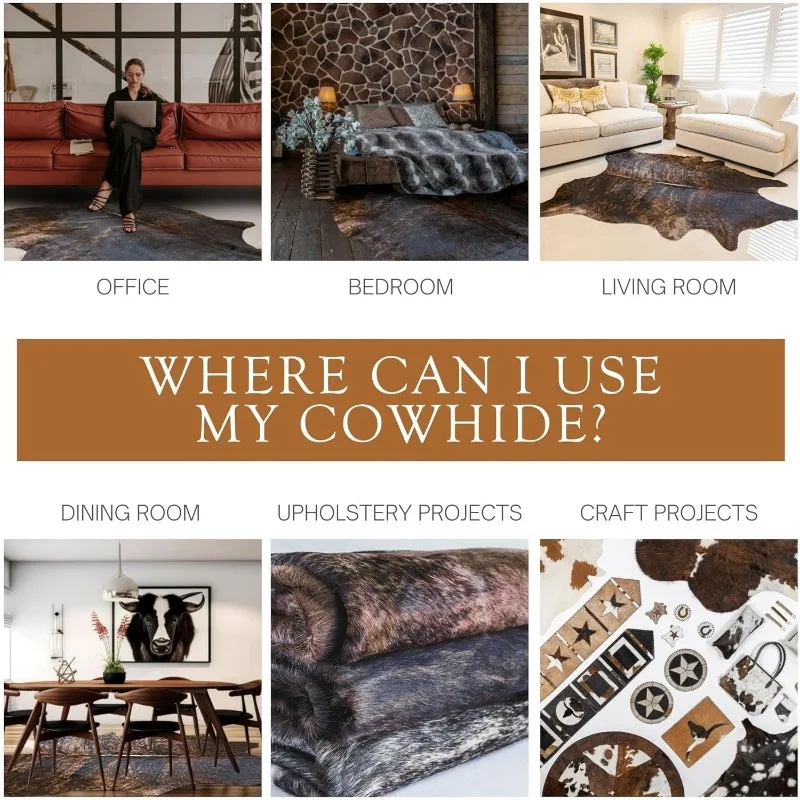 100% Genuine Dark Brindle Cowhide Rug - Modern Style Animal Skin Rug & Floor Carpet for Living Room