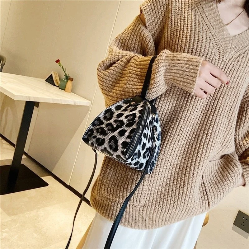 Women Handbags Messenger Bags Leopard Print Leather Shoulder  Flap Crossbody Bags