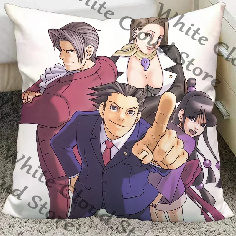 Coussin de dos et de soutien pour le dos, motif dessin animé, Cosplay Ace Attorney Phoenix Wright Miles Edgeworth Mia Fey Maya Godot Franziska Von Karma