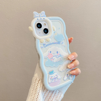 Kawaii Sanrio Cinnamoroll Phone Case for IPhone 16 15 14 13 12 11 7 8 X XR XS plus Pro Max 3D Bow-knot Little Monster Lens Cover