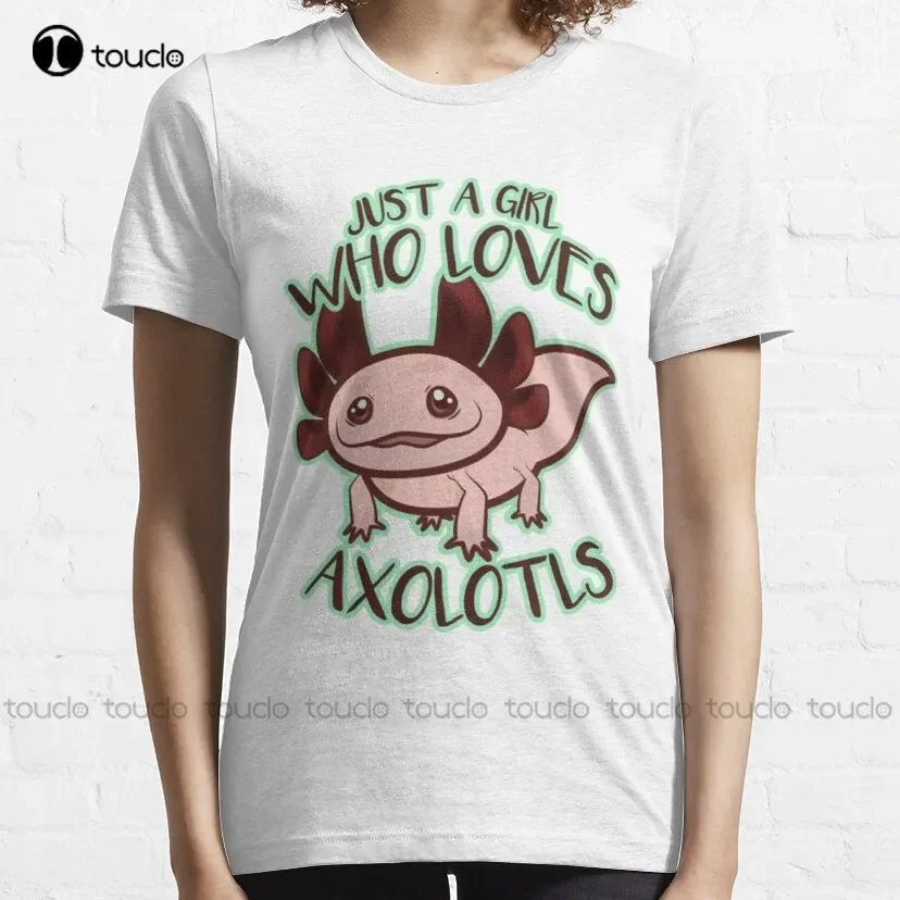 Vintage Axolotls Just A Girl Who Loves Axolotls Classic T-Shirt Women Shirts Fashion Creative Leisure Funny Harajuku T Shirts