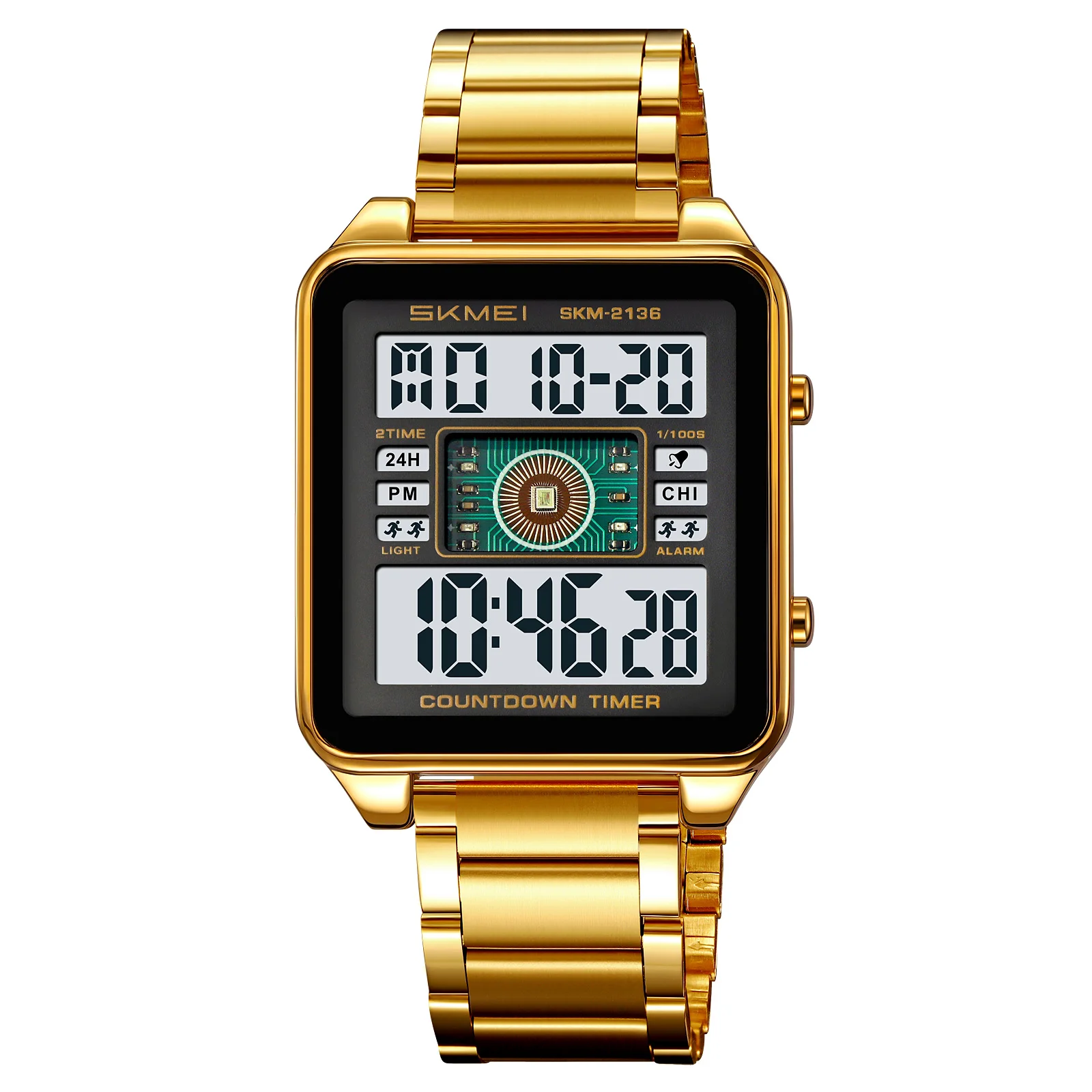 SKMEI 2136 lighting Stylish Mens Digital Watch Stainless Steel