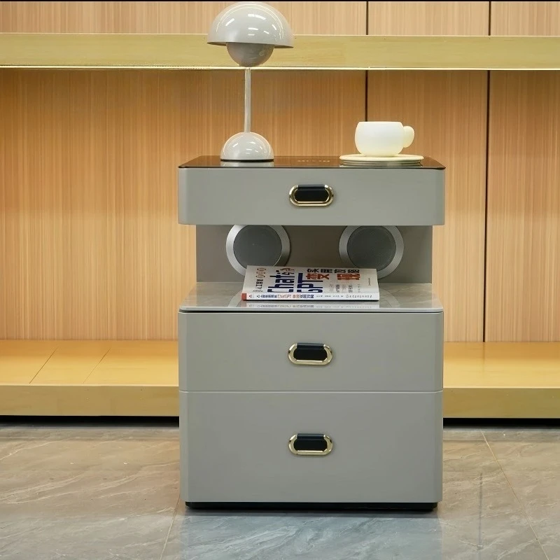 

Smart Bedroom Nightstand Simple Storage Charging Station Nightstand Gray Bluetooth Armarios De Dormitorio Home Furnitures