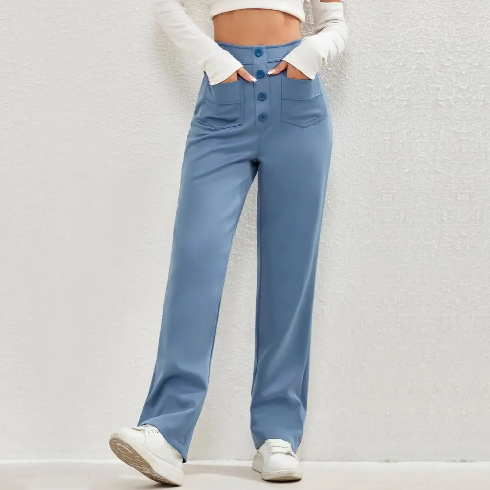 

Straight Wide Leg Pants Stylish Women's High Waist Cargo Pants with Button Detailing Wide Leg Design Multiple for Everyday