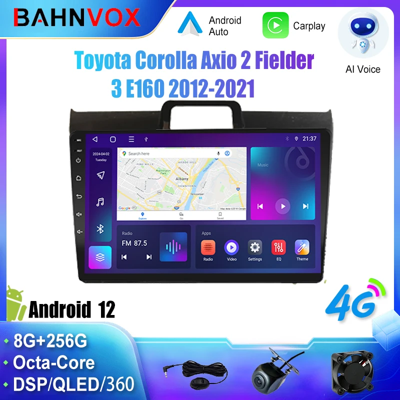Android Car Radio Carplay for Toyota Corolla Axio 2 Fielder 3 E160 2012 2021 GPS Navigation Multimedia Player Stereo screen tape