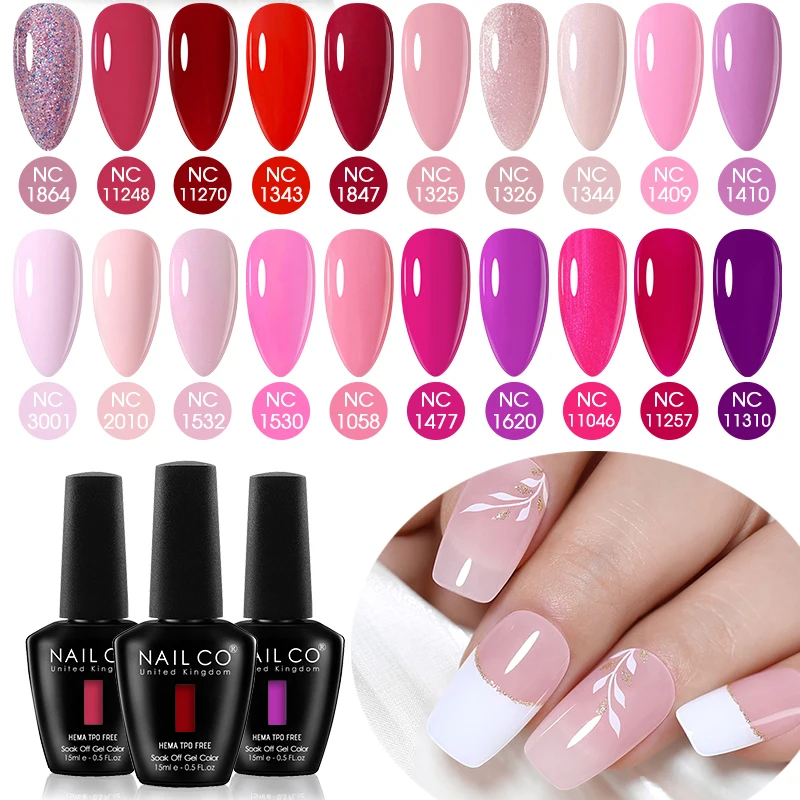 NAILCO 15ml Pink Color Spring Summer Series Nails Gel Polish Vernis Semi Permanent UV Varnish Nail Art Hema TPO Free Gel Polish