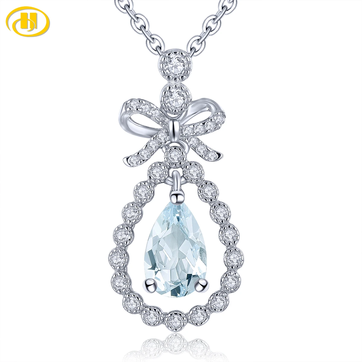 Natural Aquamarine 925 Sterling Silver Pendant 0.8 Carats Genuine Gemstone Anniversary Gift Romantic Style Fine Jewelry