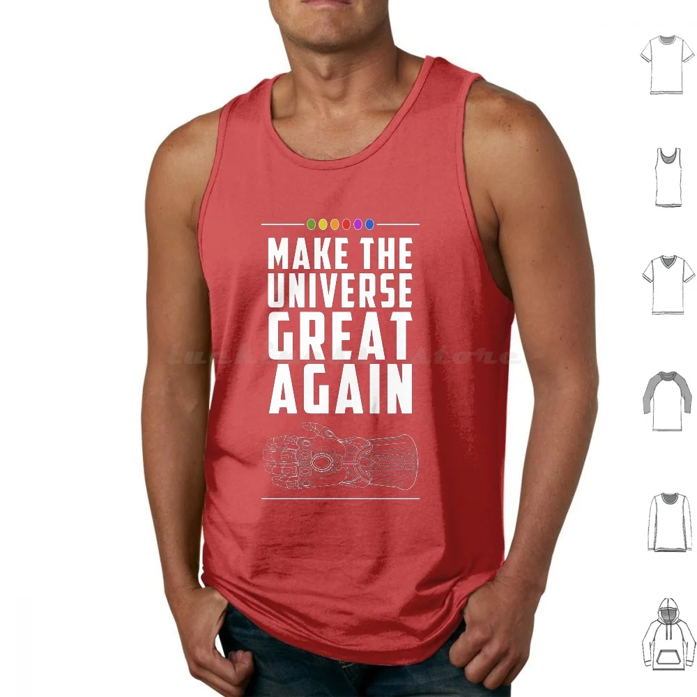 Make The Universe Great Again Tank Tops Vest Sleeveless Infinity War Gauntlet Gems Cinema Film Space Comics Gold Purple