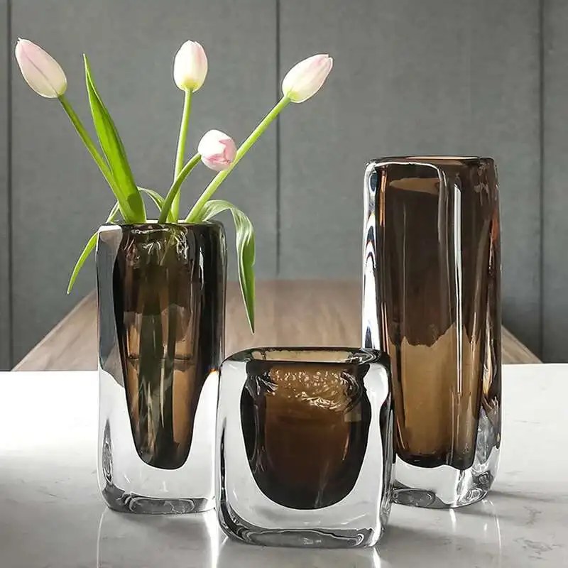 

Nordic luxury, creativity, simplicity, net red glass vase, glass decoration, transparent living room, flower arrangement,