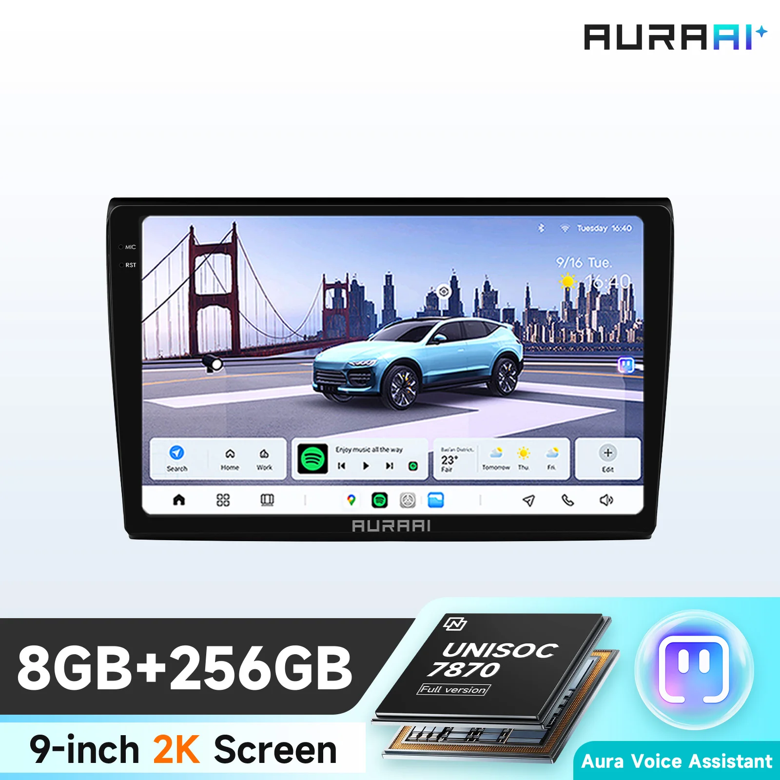 AURAAI X100 Android 13 Autoradio für Fiat Bravo 2007 2008 2009 2010 2011 2012 Carplay Dual-Mikrofon ADAS 360-Kamera 2K-Bildschirm UIS7870