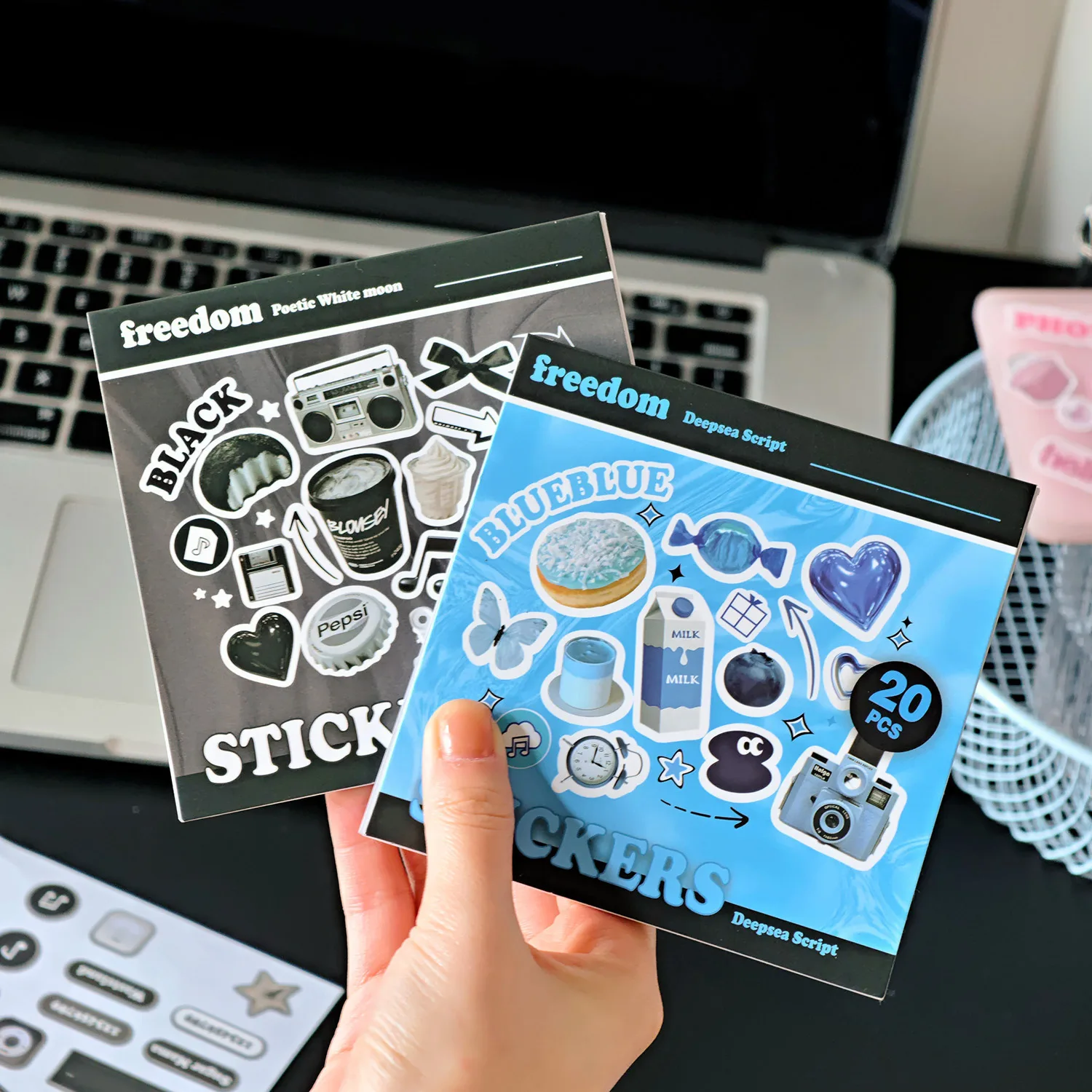 15 books Cut Film Sticker Book Mini Sticker Daily Quote Series Deco English No-Cut Handbook DIY Decorative Material Sticker