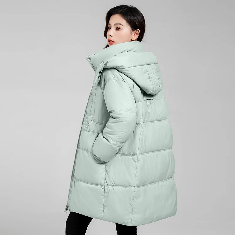 

2023 Fashion Hooded Women's Plus Size Casual Hooded Pocket Women Down Jacket Female Coat