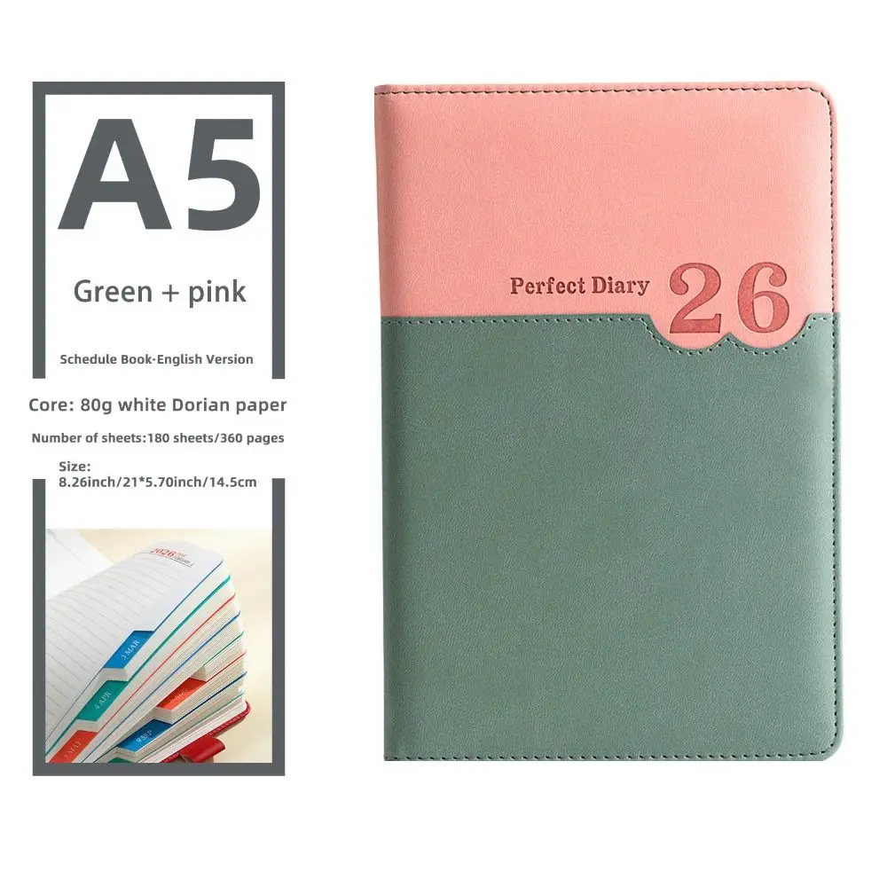 365 Days 2026 Schedule Planner Notepad English Thick Paper To-do List Notebook Wear-resistant Efficiency Office Work Planner