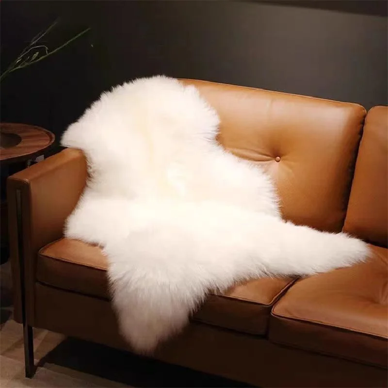 Real Sheep Fur Rugs For Home Decor Sofa Cushion Natural white Sheepskins Fluffy Long Hair Bedroom Mats Kennel Cat Litter