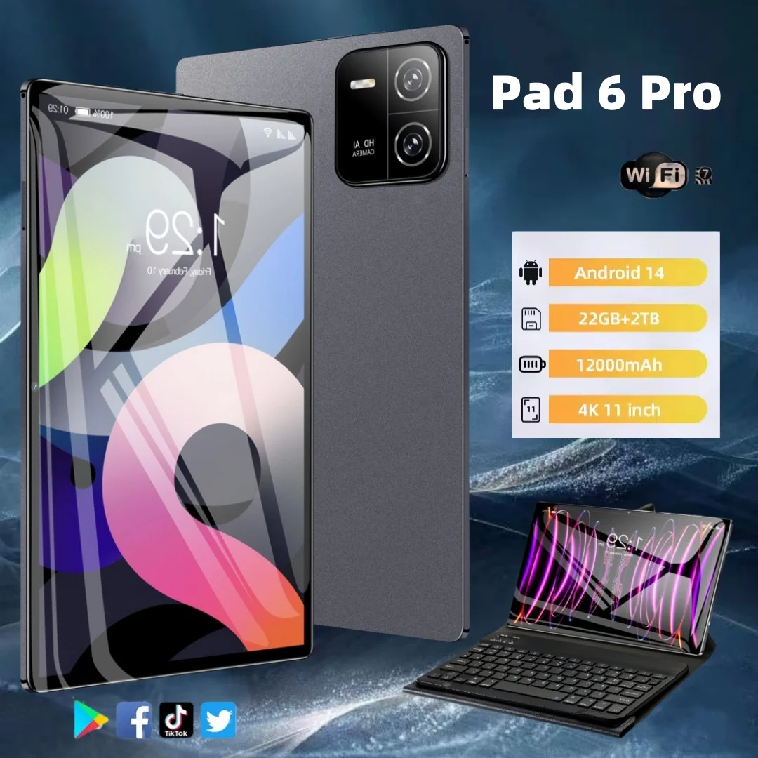 

NEWTablet Pad 6 PRO 5G Global Android13 16GB 1T 11Inch 12000mAh Dual SIM Phone Call GPS Bluetooth WiFi WPS Full Screen Tablet PC