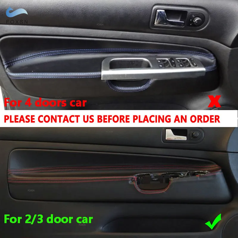 only 3 doors Car Accessories Interior Door Armrest Panel Cover Suede Leather Sticker Trim For VW Golf 4 MK4 Bora Jetta 1998-2005