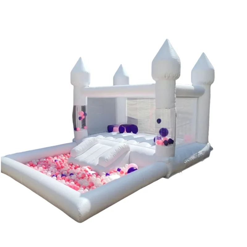 Inflatable Balloons Inflatable White Bounce House Bouncy Castle with Wedding Party Kids Ball Pit