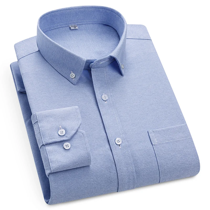 4XL Casual Man Shirt Longsleeve Shirt for Men Slim Fit Classic Striped Solid Color White Work Shirts Man Long Sleeve Cotton 100