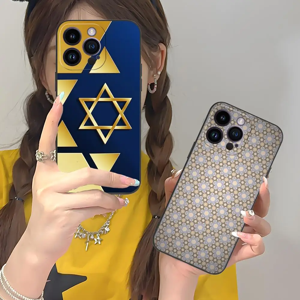 اليهودية ديفيد ستار قضية الهاتف الخليوي المحمول آيفون 17 16 15 14 13 12 11 X XR XS 8 7 برو ماكس زائد غطاء ملون صغير جميل