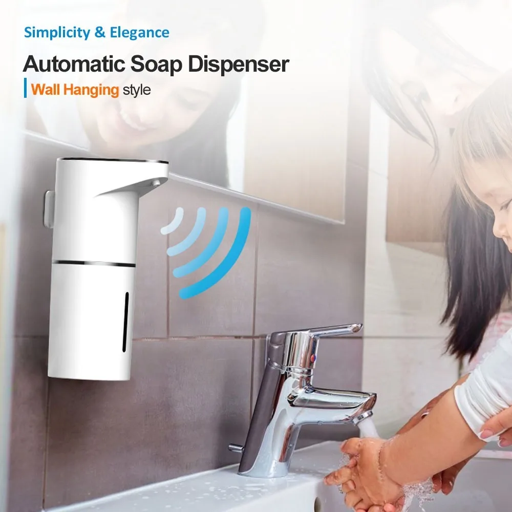 Automatic Soap Dispenser 350ML/12OZ USB Electric Wall Mounted Foaming Soap Dispenser 3 Levels Adjustable for Bathroom Home Dorm