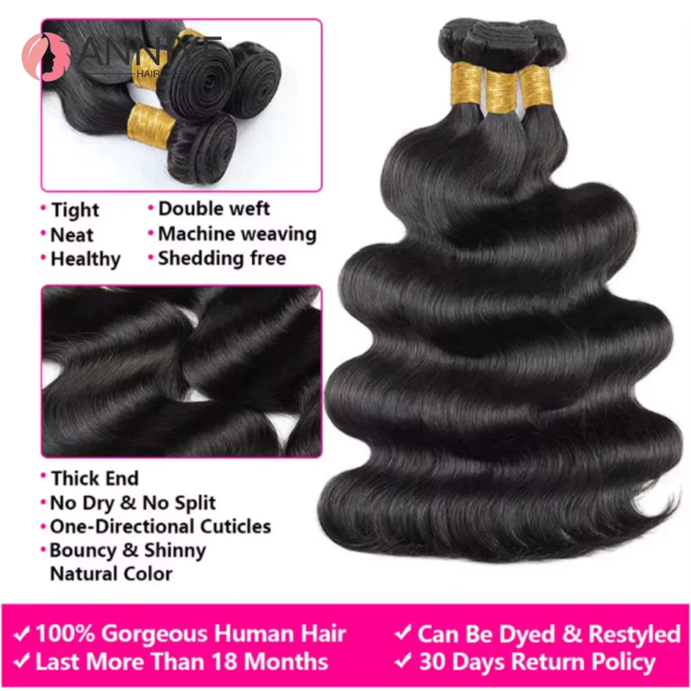 Brasilianische Haarwebart Bundles Lose Körper Welle 26 28 30 "1 3 4 Bundles Reines Remy Menschenhaar Bundles rohes Haar Extensions Tissage