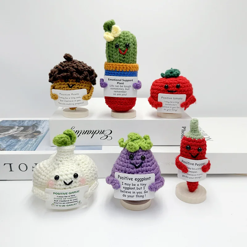 Funny Crochet Emotional Support Onion Doll With Card Desktop Ornament Handmade Knitted Onion Doll Christmas Gifts Home Decor