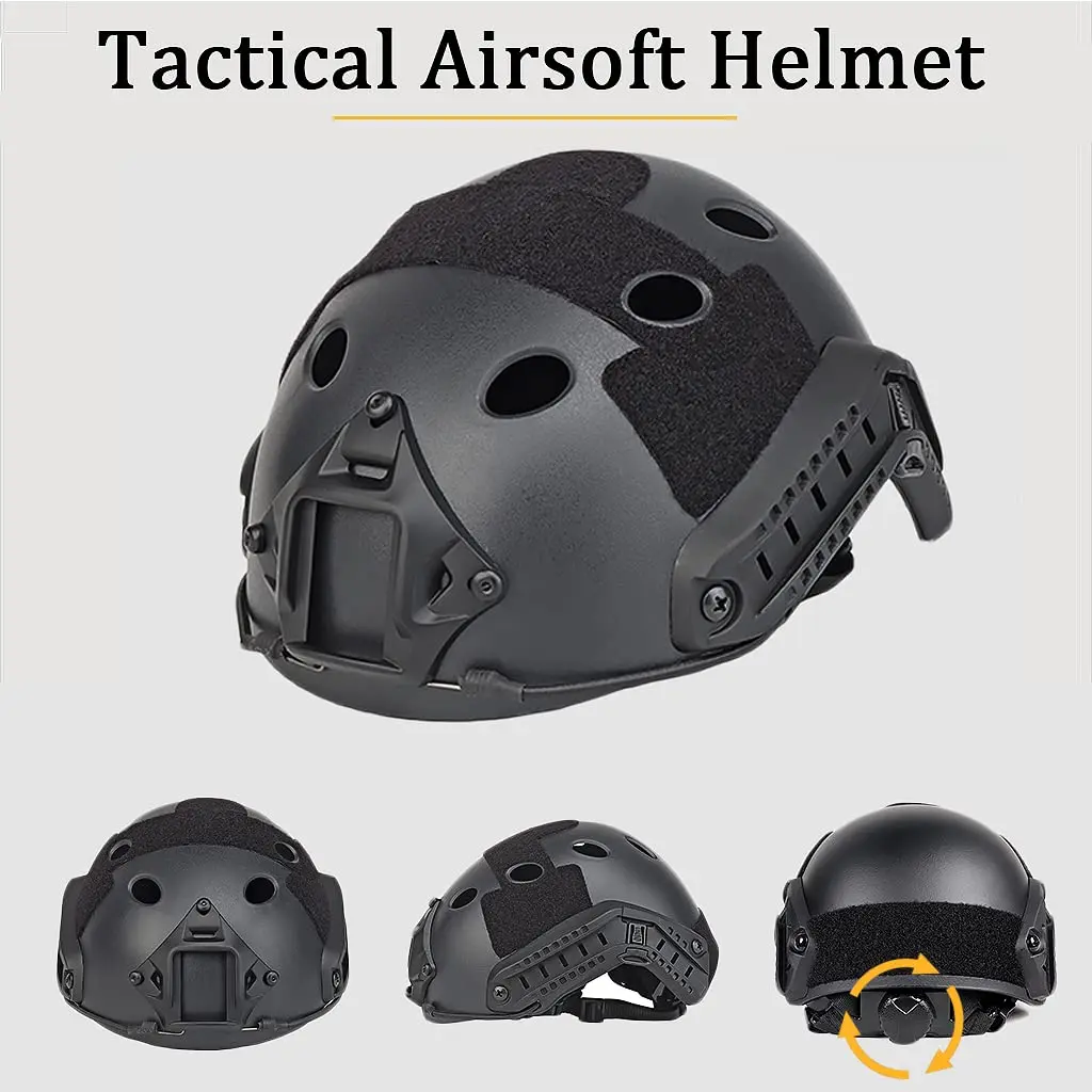 Tactical Airsoft Helmet Sets, with Airsoft Mask and Goggles, Tactical Headphones, Flashlight and Helmet Cover, for Paintball