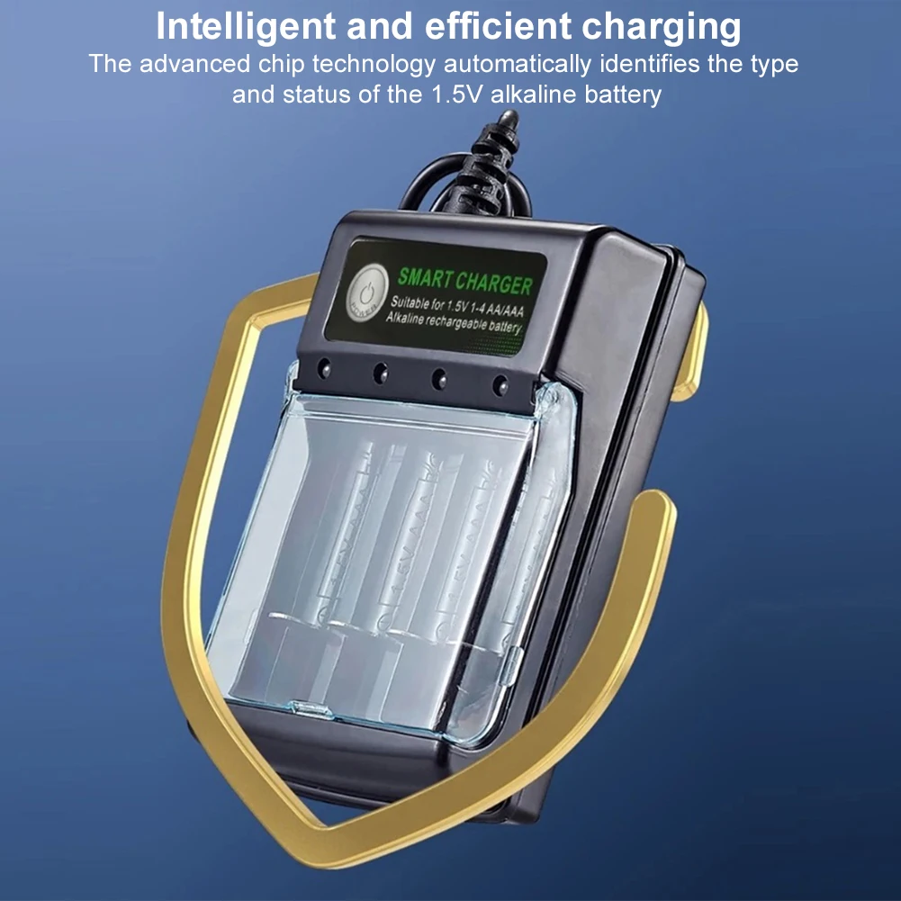 شاحن بطارية 4 فتحات مع كابل USB شاحن ذكي سريع شاحن بطارية ذكي شاحن ذكي لبطاريات AA/AAA 1.5 فولت #3
