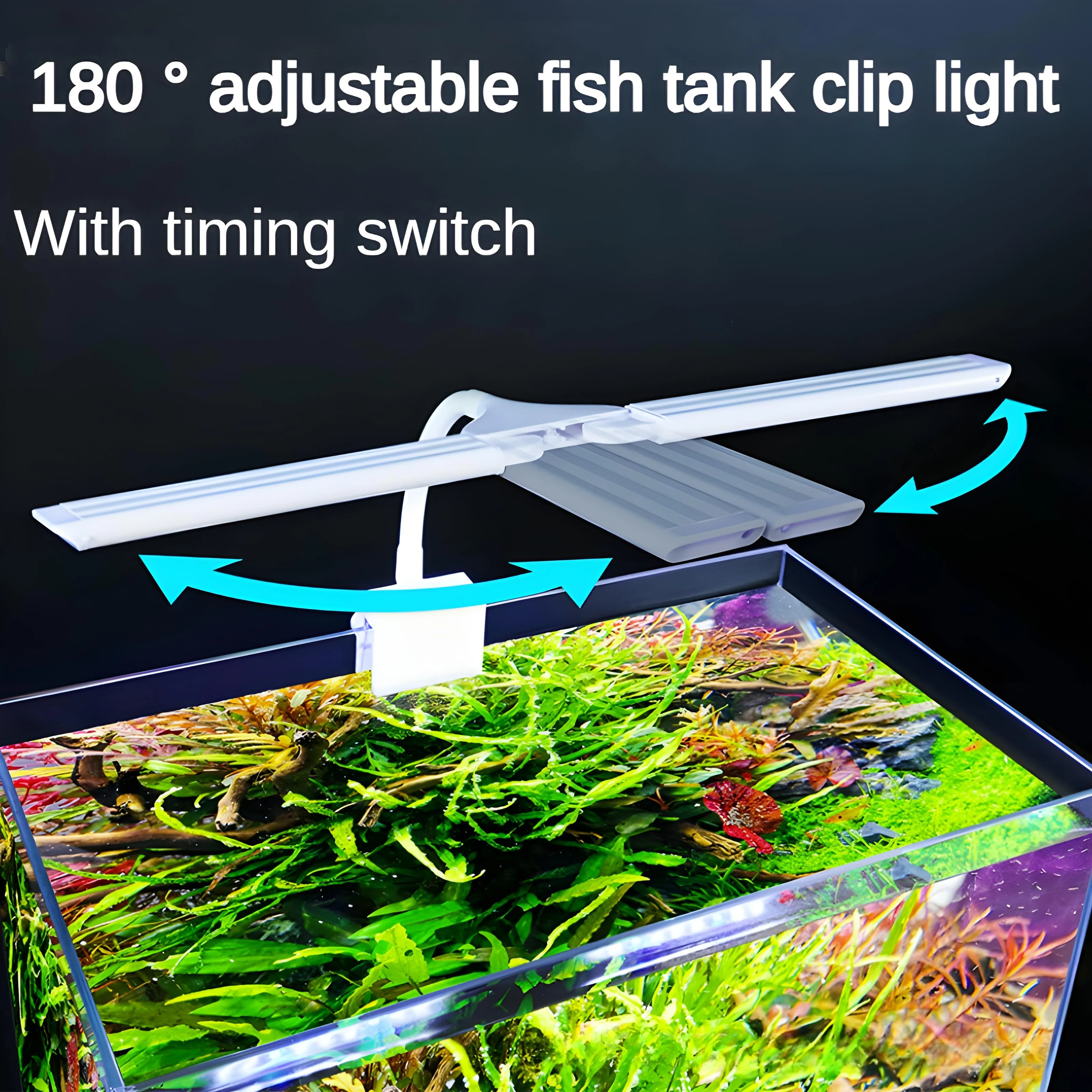 Fish Tank Clip Light/Aquarium Lamp/Full spectrum, enhanced brightness, timing, wide angle/180 ° free extension/water grass lamp