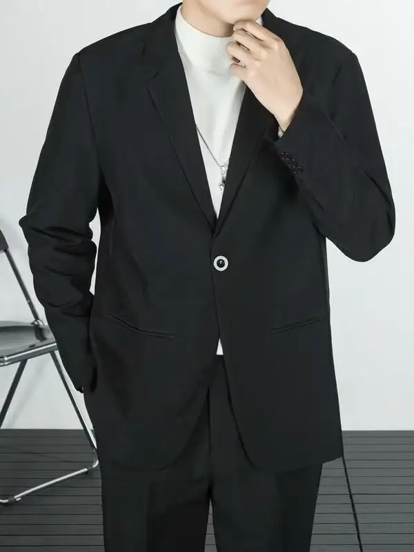 

Мужской повседневный деловой пиджак с длинным рукавом, классический крой, для свадебных церемоний, молодежный, весенне-осенний, модный, с классическим воротником