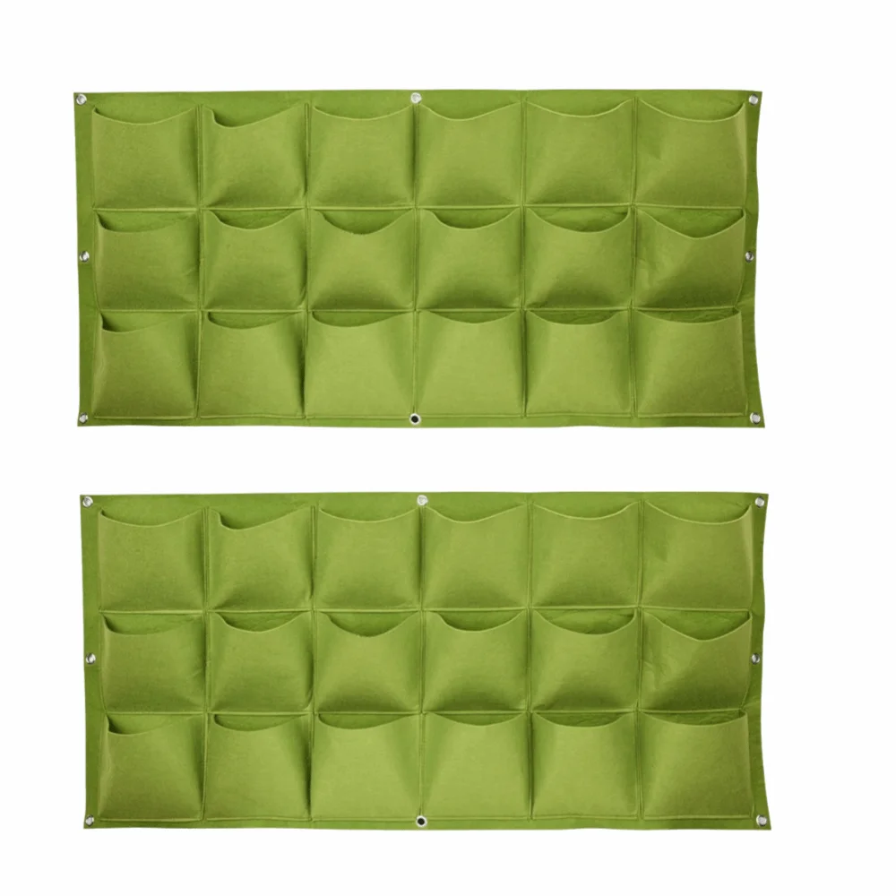 2PCS 18 Pockets Hanging Wall Planter Bag 100*50cm Felt Wall Mounted Grow Bag Space Saving Reusable Vertical Planter Bag