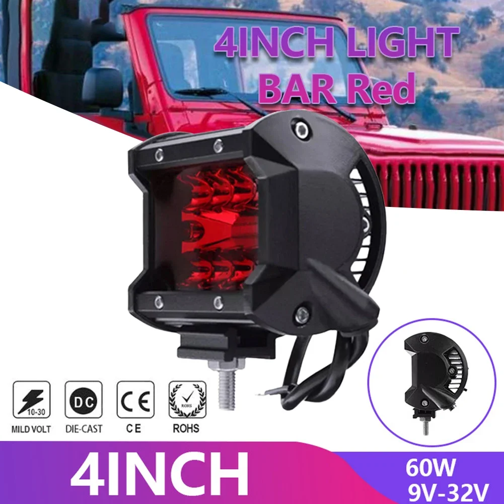 

Car 4 Inch LED Working Lights Flood Spots Lights 9-32V 60W Super Lights Driving Lamps For Offroad Car Trucks ATV Red Car Lights