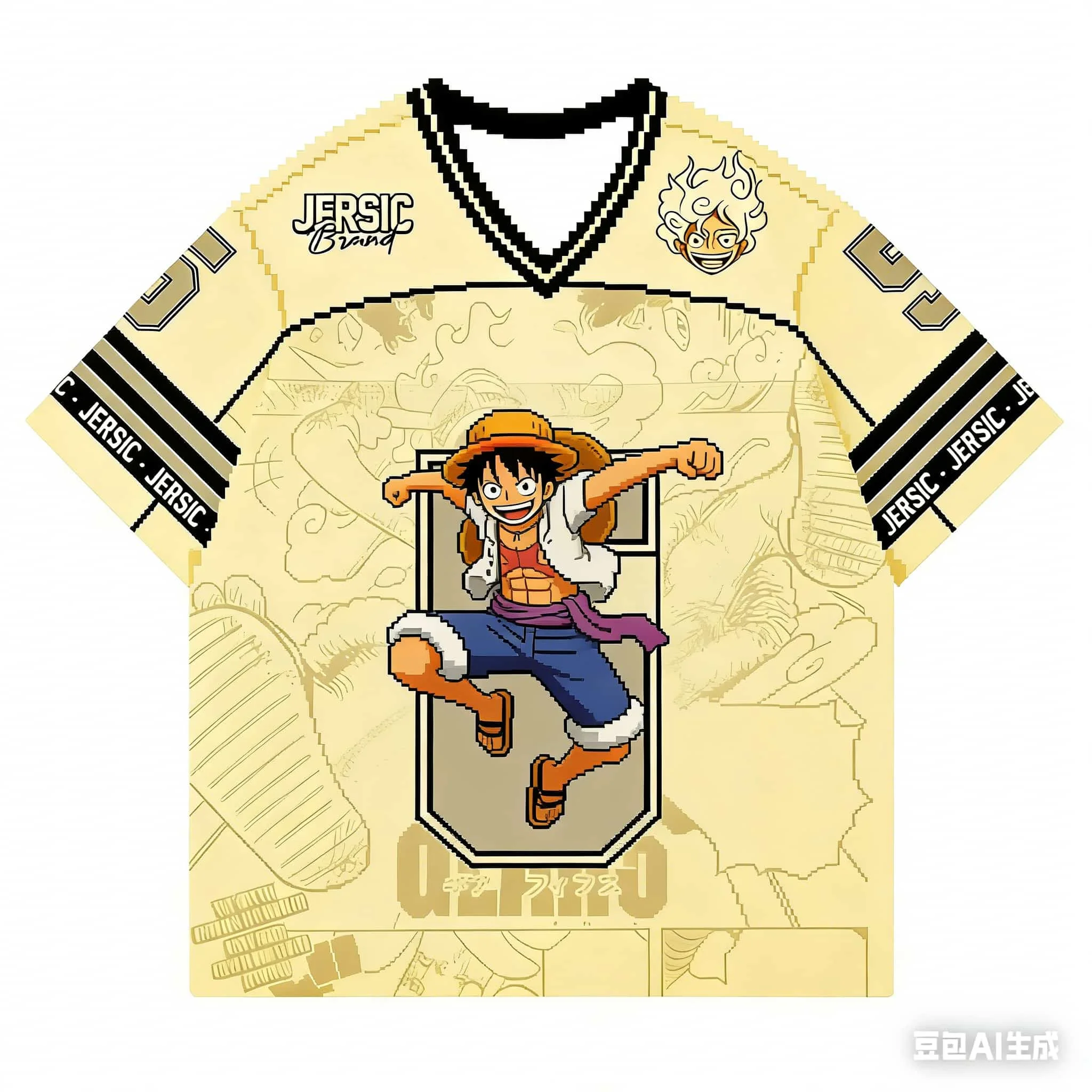 2026 New Bandai Japanese Anime One Piece Luffy Gear 5 V-neck