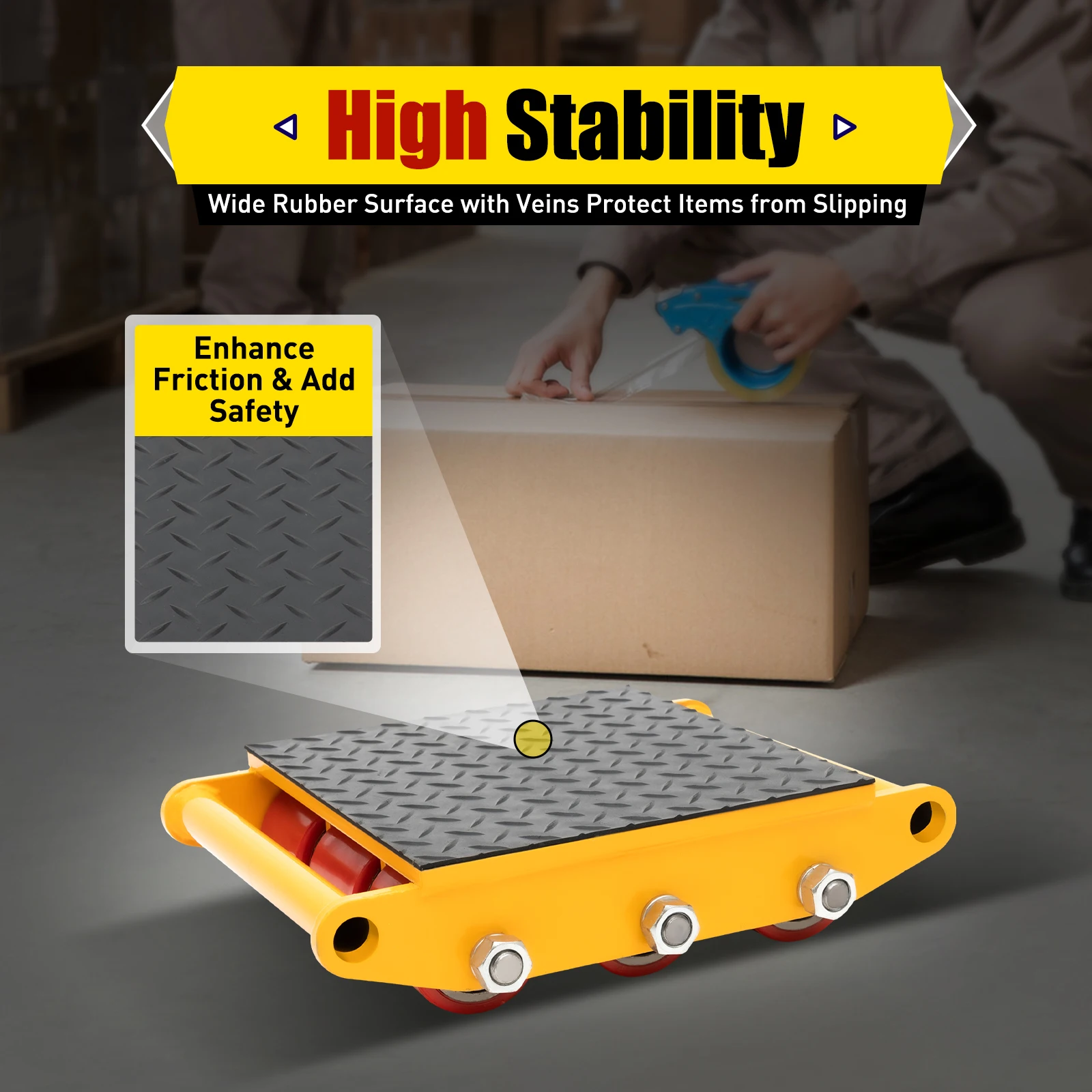 15T Versandwagen Heavy Duty Machinery Mover Dolly Skate Roller Cart Frachttransport Gelb 33069lbs