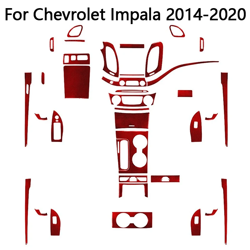 For Chevrolet Impala 2014 2015 2016 2017 2018 2019 2020 Red Stickers Carbon Fiber Car Interior Decorative Accessories