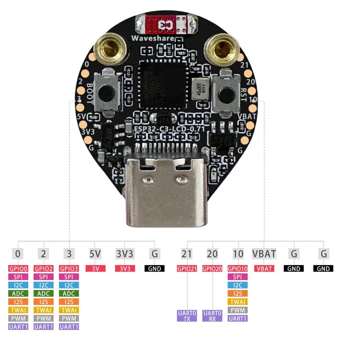 

Плата для разработки с ЖК-дисплеем ESP32-C3 0,71 дюйма, разрешение 160x160, Wi-Fi, Bluetooth, микроконтроллерная плата B