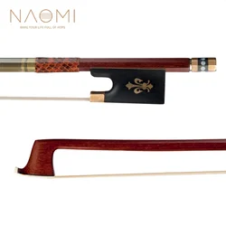 NAOMI 4/4 Violin Bow Master Pernambuco Octagonal Stick Snake Skin Grip Real Mongolia Horsehair Ebony Frog Well Balance Bow