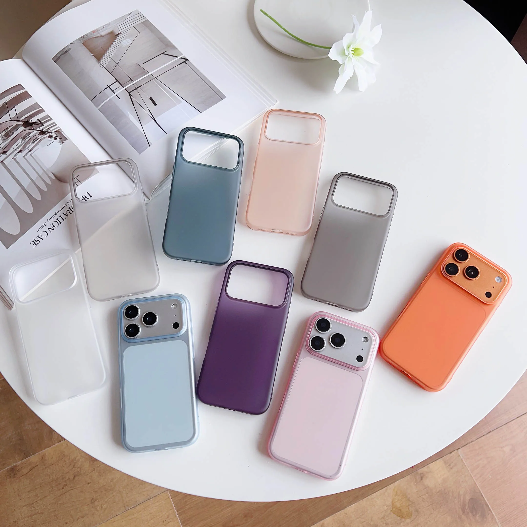 

Luxury Transparent Candy Color Case For iPhone Air 17 16 15 14 13 12 Pro Max Plus 16E Clear Matte Silicone Soft Cover Shell