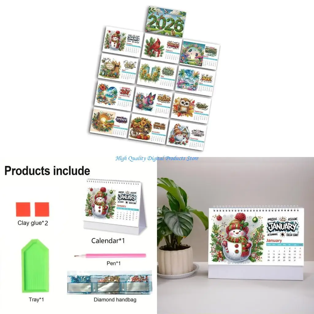 

U2JE 2026 Painting Calendar Handmade Art Calendar with Stickers, Decorative for Home & Office