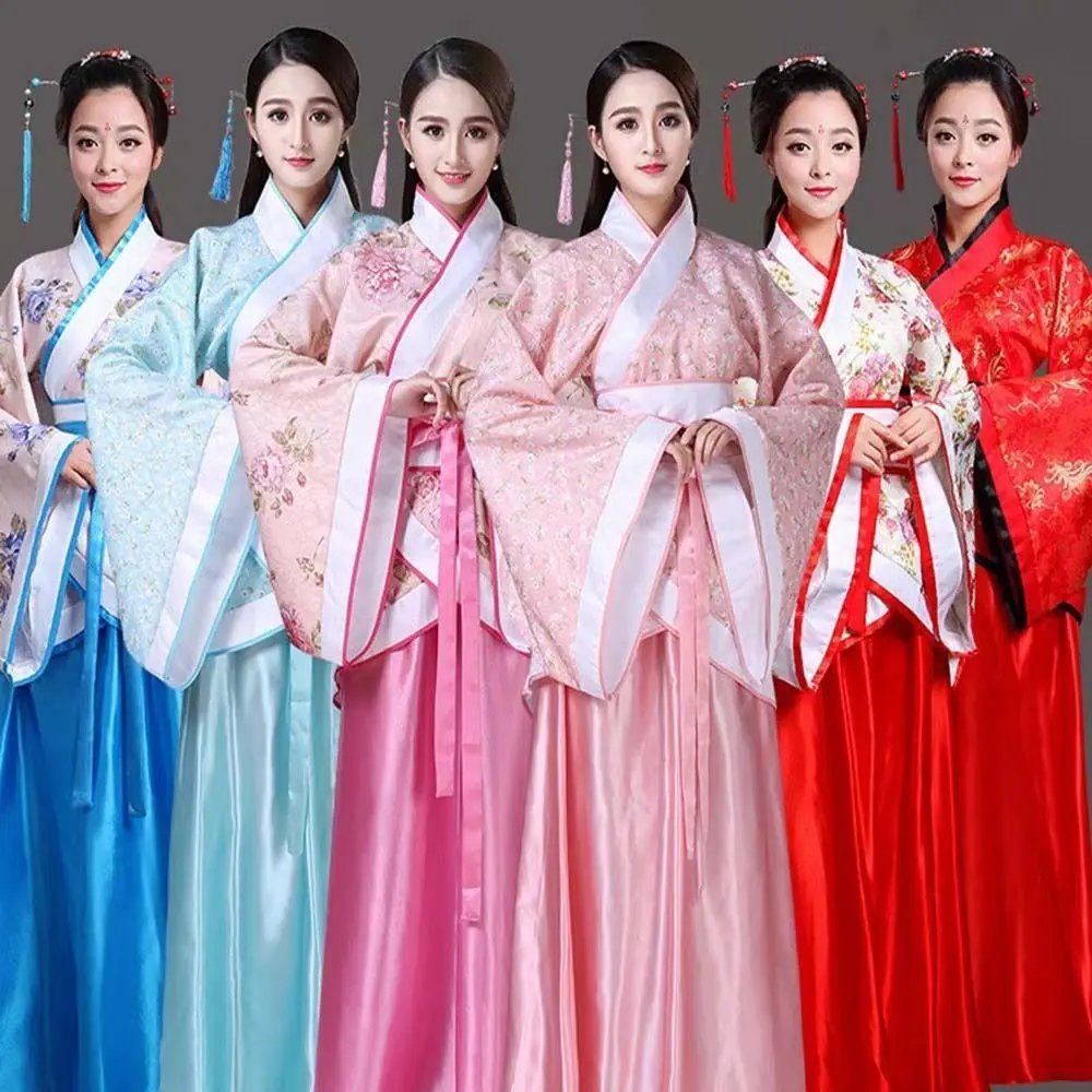 

Stage Costumes Chinese Hanfu Skirt Performance Cosplay Dress Flower Embroidery Chinese Ancient Dress Han Tang Dynasty