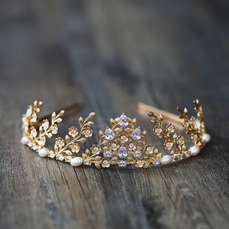 

Delicate Floral Branch with Zirconia Wedding Hair Crown Luxury Bridal Headpiece Women Prom Hair Access