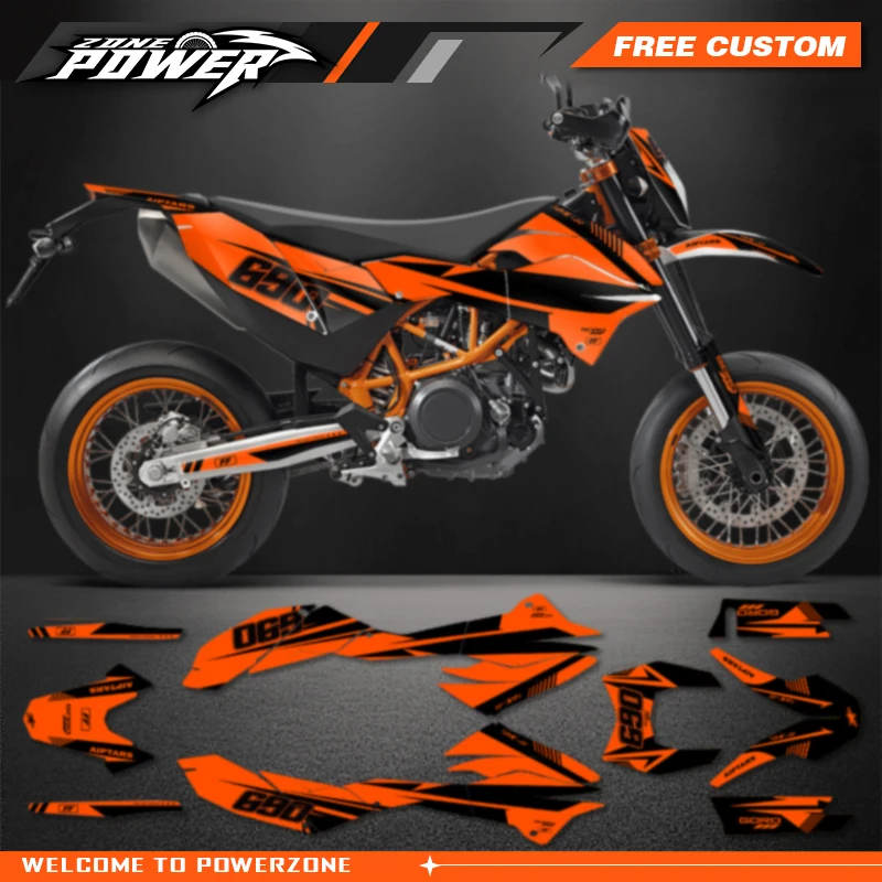 PowerZone Custom Team Graphics Backgrounds Decals for Stickers Kit For KTM SMC 690 2012-2018 690 SMC-R Motorcycle Stickers 013