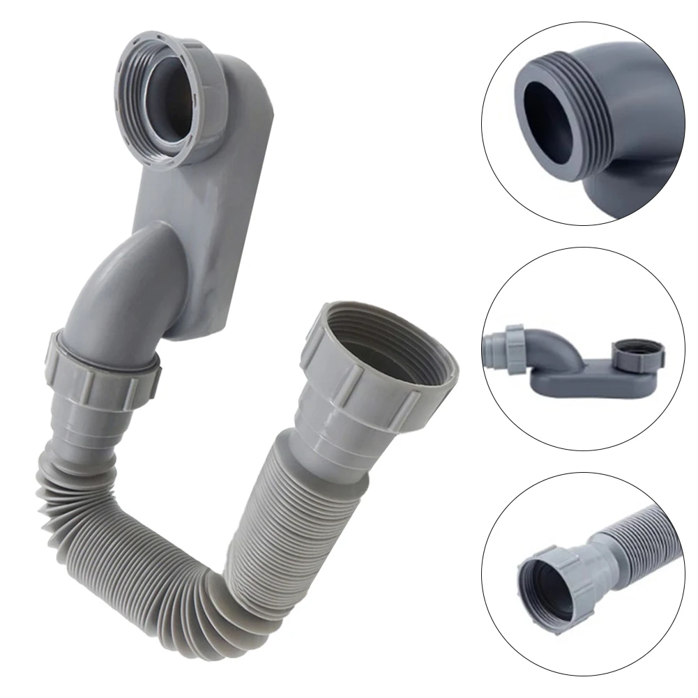 Flexible Rubber P Trap Drain Low Profile Drain Shower Drain Rubber P Trap Silica Gel Sealing Ring Space Efficiency