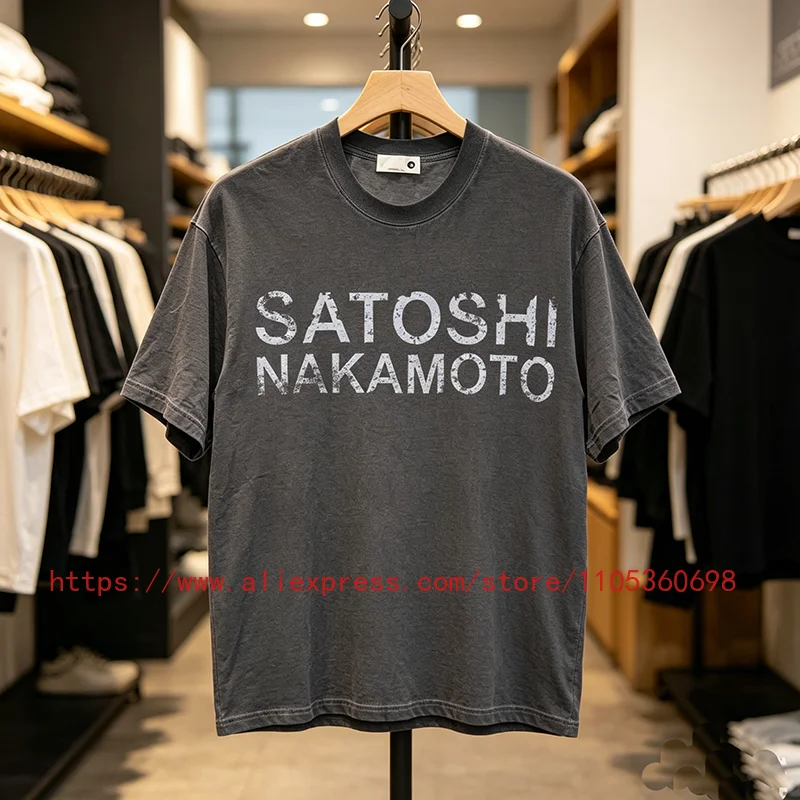 New Satoshi Nakamoto Men's T-shirt Casual Shorts Letter Logo Printed Fashion Match High Quality Fast Delivery