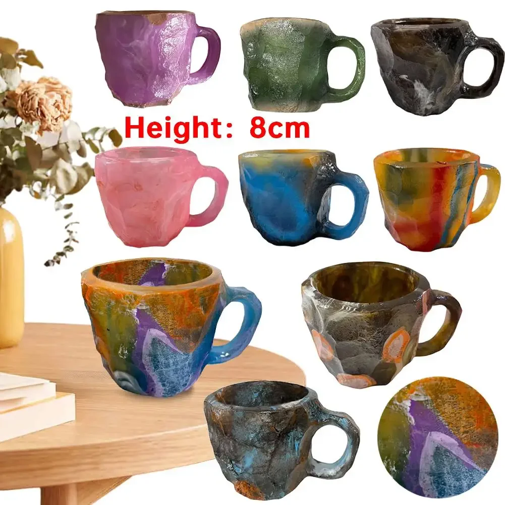 

Muti-Use Imitation Mineral Crystal Coffee Mug Colorful Resin Fake Crystal Mug with Handle HouseholdElegant Imitation Mineral Cup